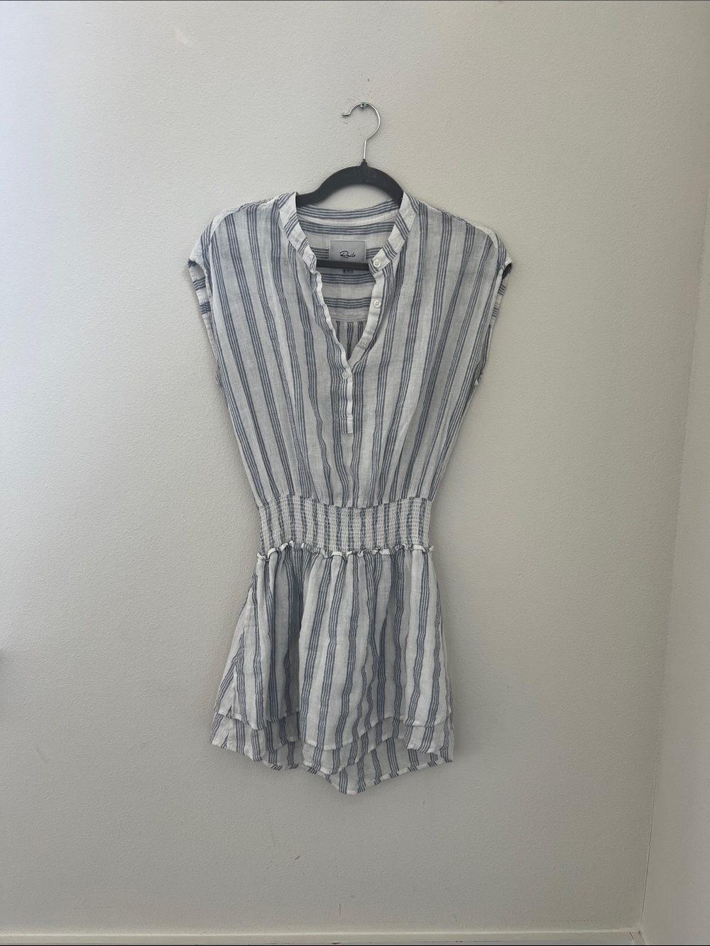 Rails Blue and White Striped Kids One-Piece Romper